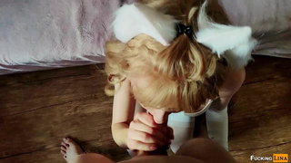 Kitty loves milk from the cock very much.mp4