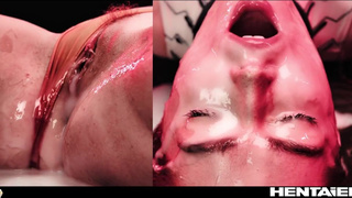 Реалистичный хентай-триллер: щупальца проникают в рот после жаркого акта