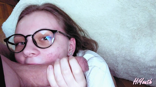 Лама Грей в горячем минете: сперма на очки после страстного БДСМ
