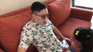 a hot nymphomaniac girl invited a classmate to visit and fucked him at home