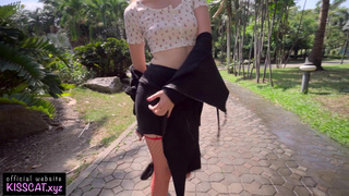 4k Public Agent - Russian Teen Flashing & Blowjob with Cum Mouth with Play ? Kiss Cat